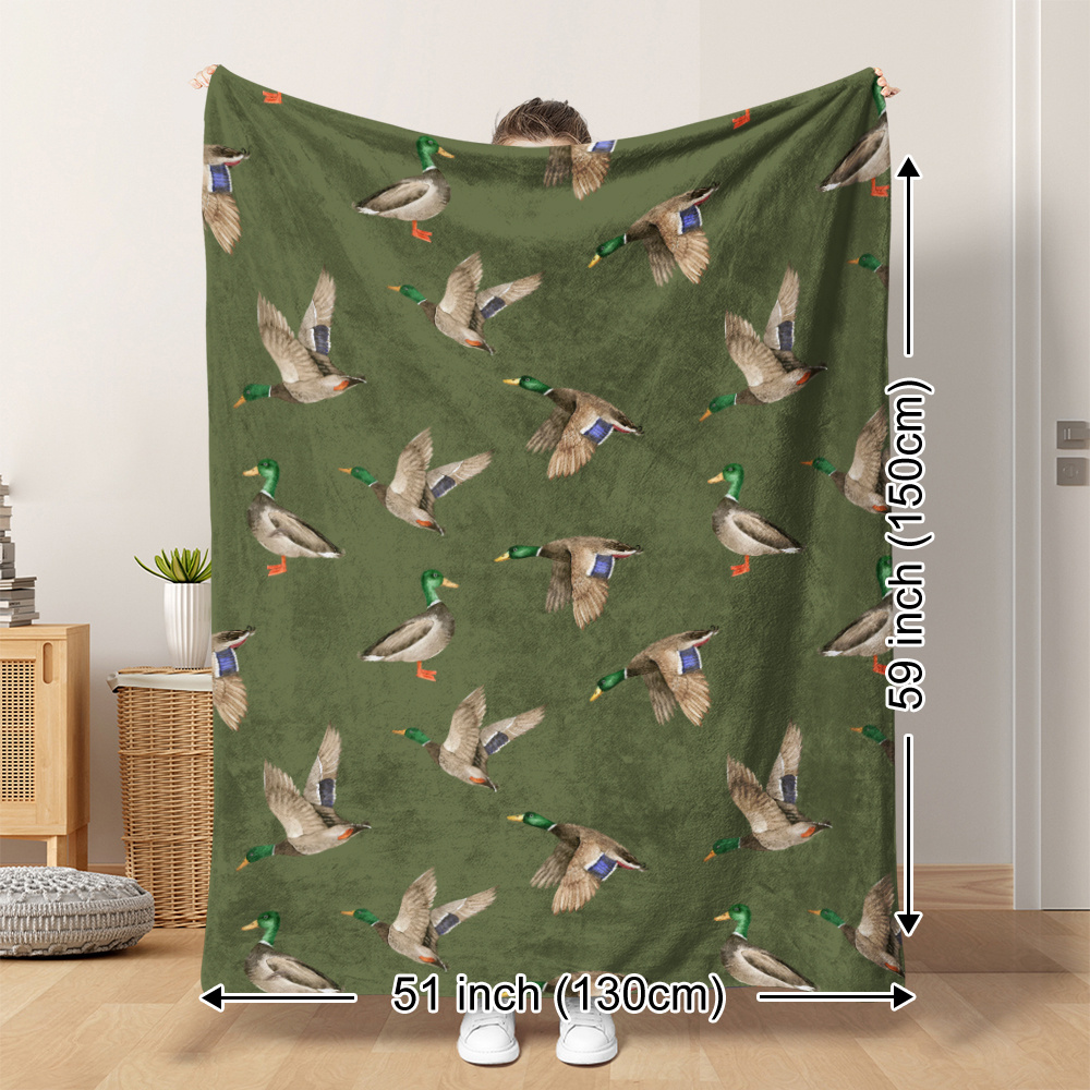 Hunting Outdoor Decor - Koc polarowy z motywem kaczki zimorodek,