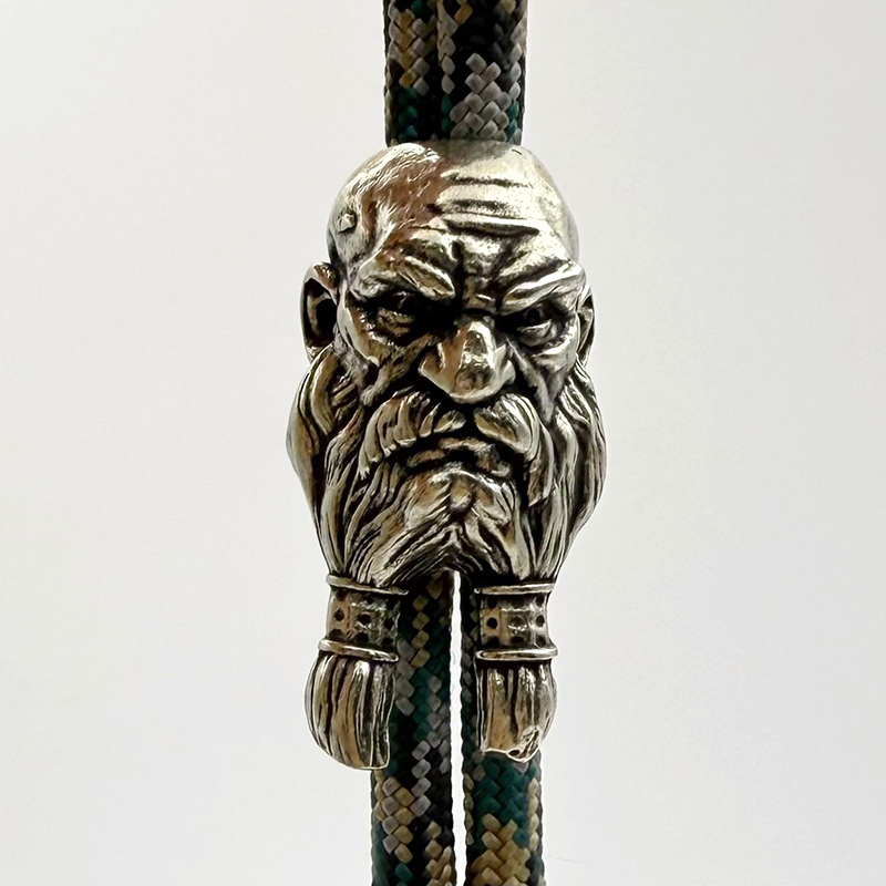Paracord Survival Bracelet - Mosiężne koraliki w kształcie brodatego starego