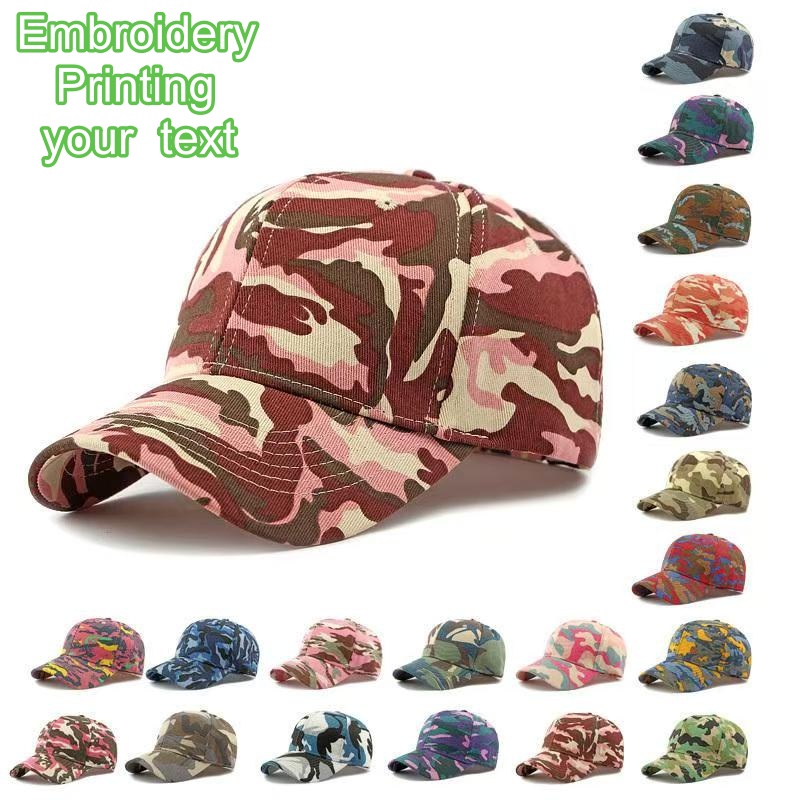 Outdoor Hunting Logo - Unisexowe czapki baseballowe z kamuflażem, regulowane,