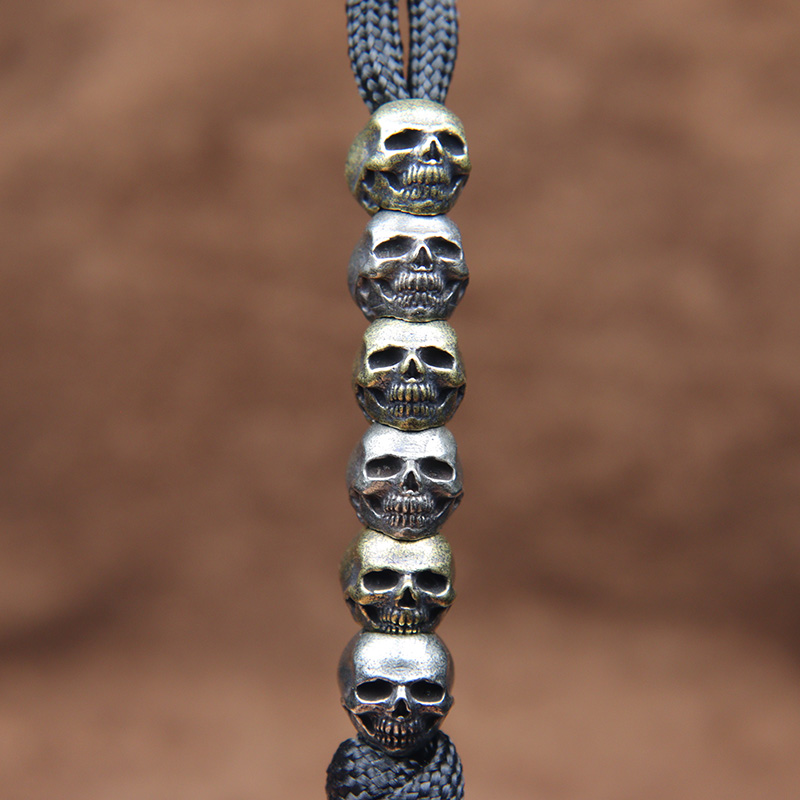 Paracord Survival Bracelet - Mini czaszka głowa mosiężny nóż koraliki